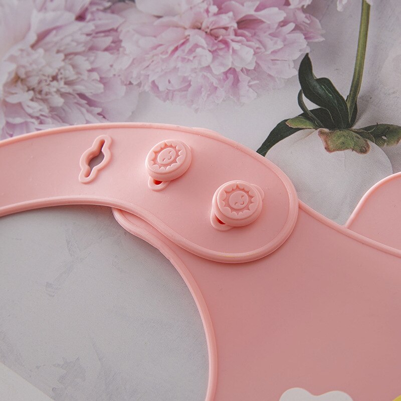 Waterproof Soft Silicone Baby Feeding Stuff Cute Flower Cloud Car Print Baby Bibs Adjustable Children Bib Kids Girl Boy Bibs