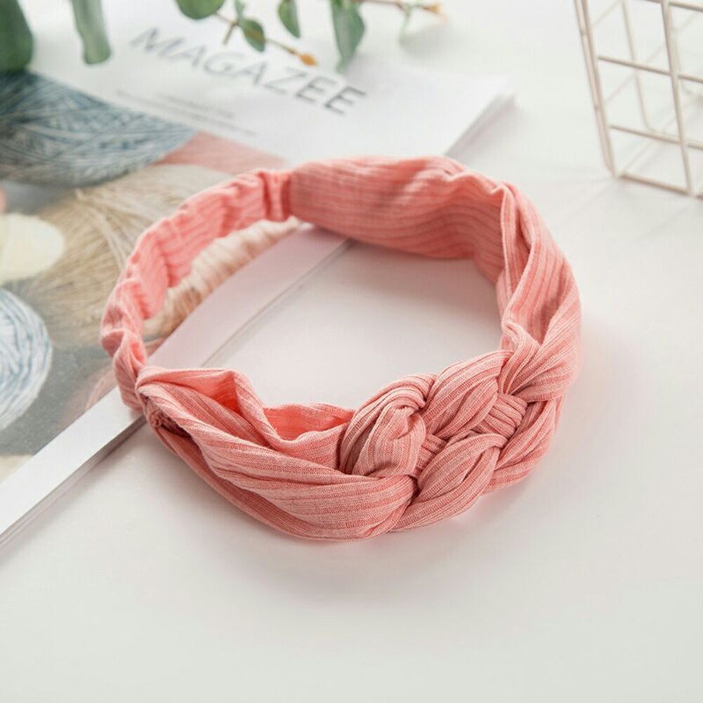 diadema para mujer estilo bohemio con nudo cruzado, diademas DIY, soporte para el pelo de de Color caramelo, accesorios de aro de pelo: Rosa