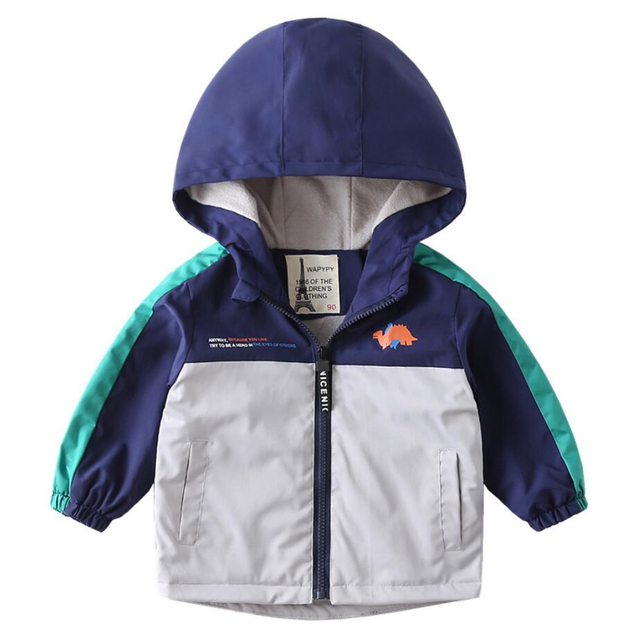 Kinderen Hooded Jas Herfst Lange Mouwen Rits Patchwork Pluche Jas Peuter Kids Uitloper Tops Voor 2-6 jaar