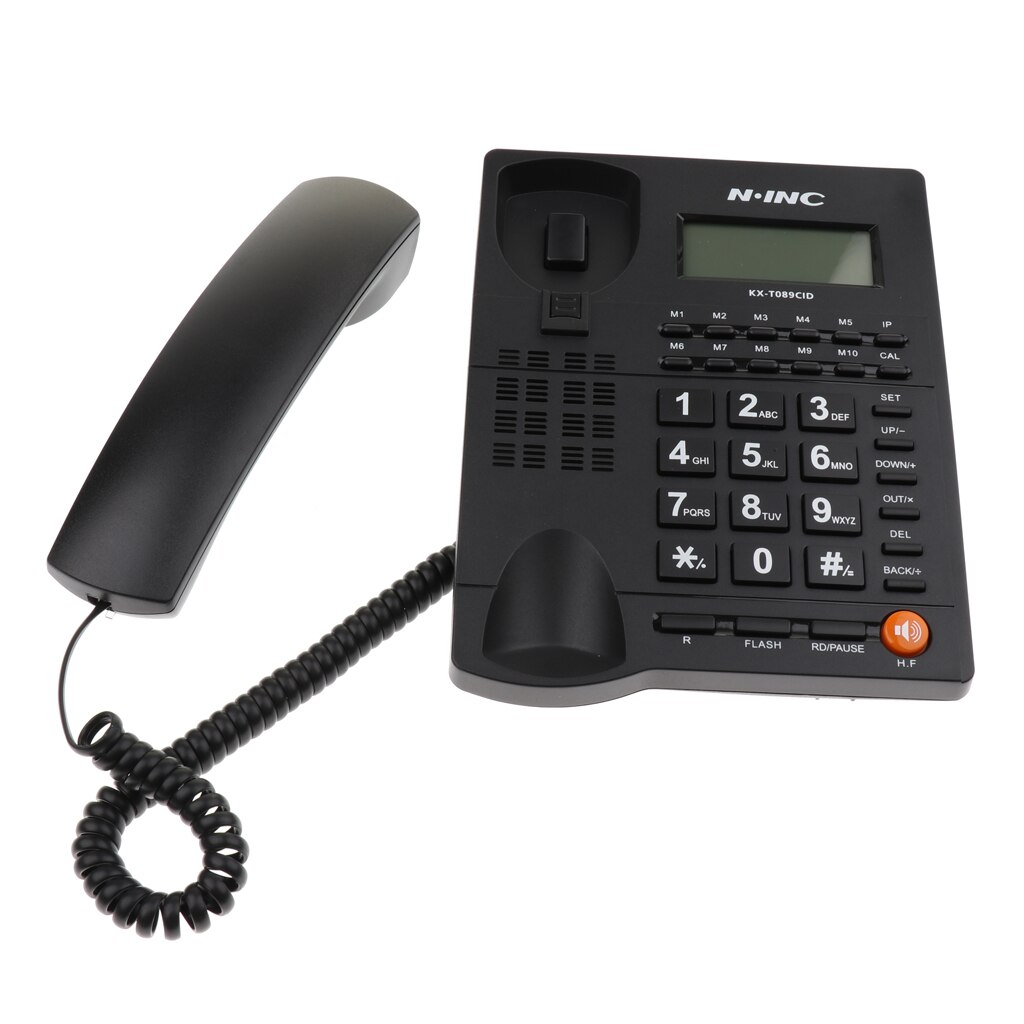 Fastnet telefon telefon stationær telefon med opkalds-id genopkald tilbagekald stor knap hjemmetelefon højttaler telefon genopkald: Default Title