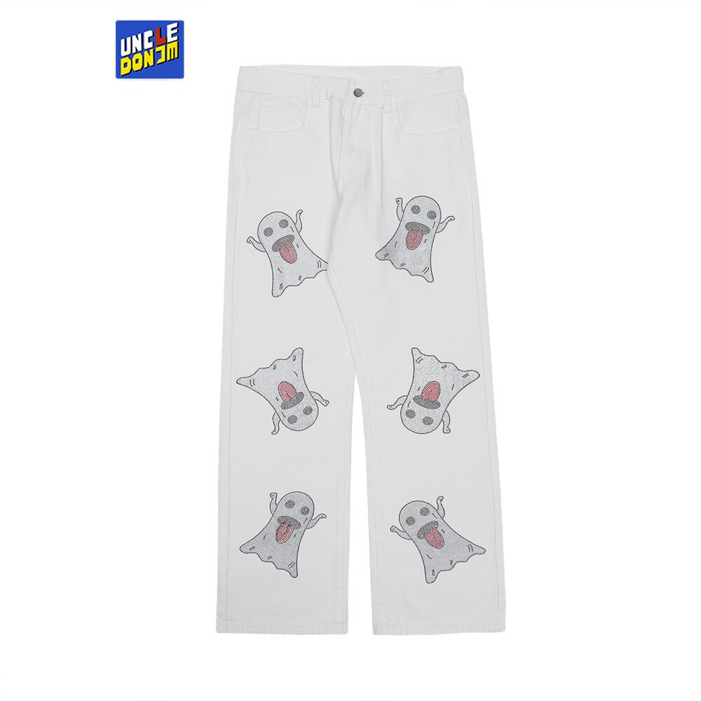 UNCLEDONJM Evil distressed jeans mens street wear biker jeans hip hop pants goth clothes men jeans for men baggy jeans