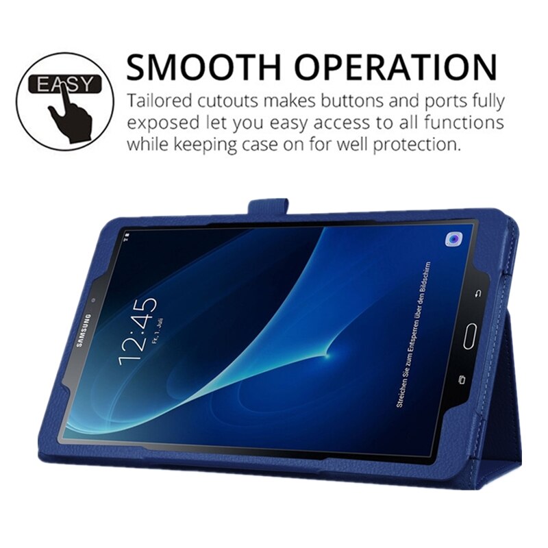 Etui na Tablet do Samsung Galaxy Tab A 10.1 2016 T580 T585 SM-T580 pokrywa Lichee styl skórzany składany stojak odwróć Tab A + film