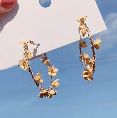 Einfache Blume Band Ohrringe Für Frauen Neue schick Süße Große Runde Kreis Ohrringe Hochzeit Schmuck Schmuckstück: Gelb