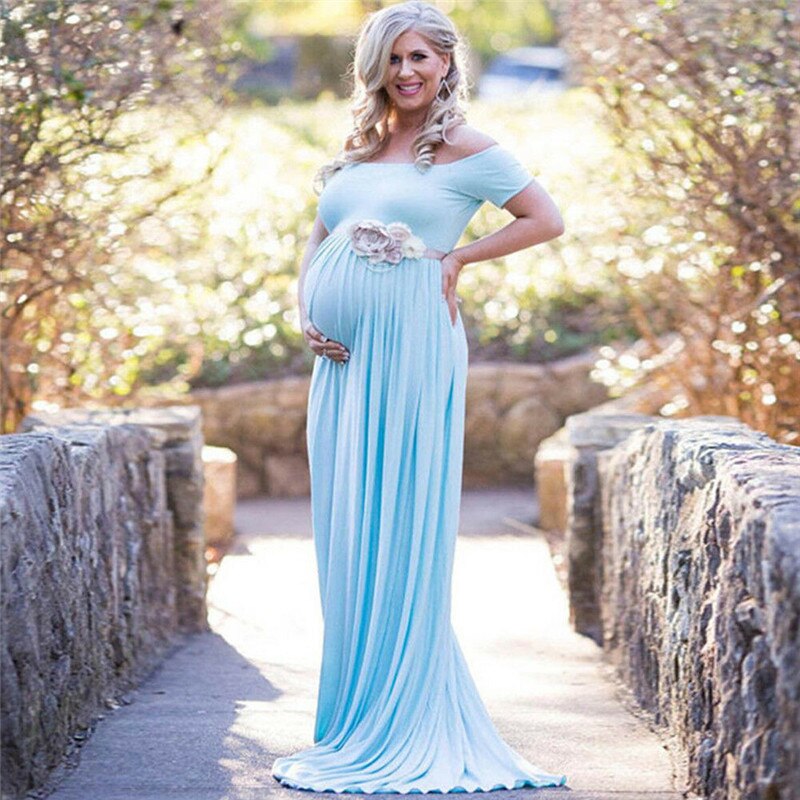 Long Tail Maternity Dresses Photography Props V-Neck Maxi Gown Cotton Dress Pregnant Women Pregnancy Autumn Photo Shoot Clothes (Z6)(1Z1)(2Z1)(3Z1)(7Z1)