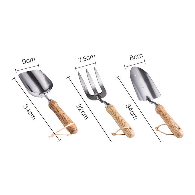 HEVE-conjunto de herramientas de jardinería con mango de madera de acero inoxidable, herramientas para plantas, pala: Suit 2