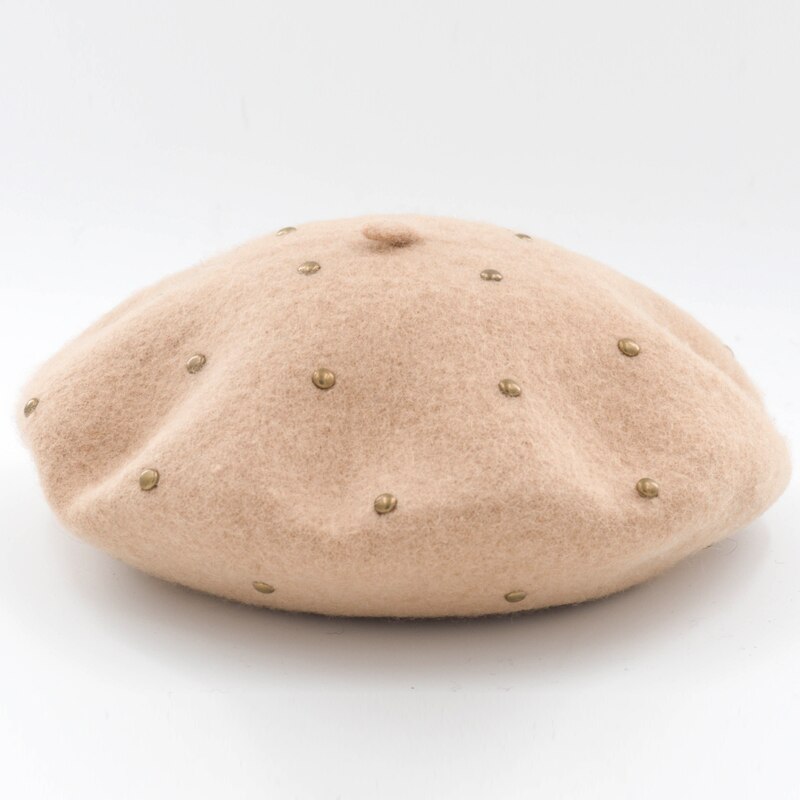 100%  vintage varm ull vinter dam basker fransk konstnär mössa mössa för söt tjej vår och höst hattar: Brun