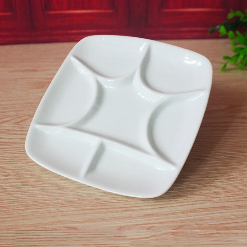 7-Goed Vierkante Witte Keramische Kunstenaar Verf Palet Voor Aquarel Gouache Acryl