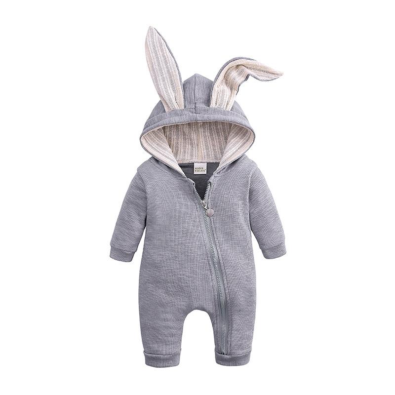 Geboren Baby Cartoon Rompertjes Baby Baby Herfst-Winter Outfits Kleding 3M-18M Jongens Meisjes lange Sleveed Costumnes Een Stuk: grey / 12m