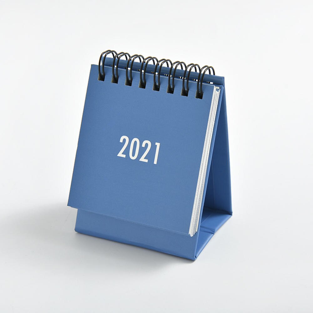 Jaar Mini Desktop Tafel Kalender Creatieve Bureau Coil Notepad Plan Schema Kraftpapier Kalender School Kantoorbenodigdheden: Blue