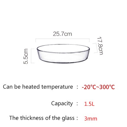 Mdzf sweethome 1l 1.5l 2l glazen ovenschaal rechthoek ovaal bakvorm oven braden lasagne pan voedselopslag: 1.5l oval