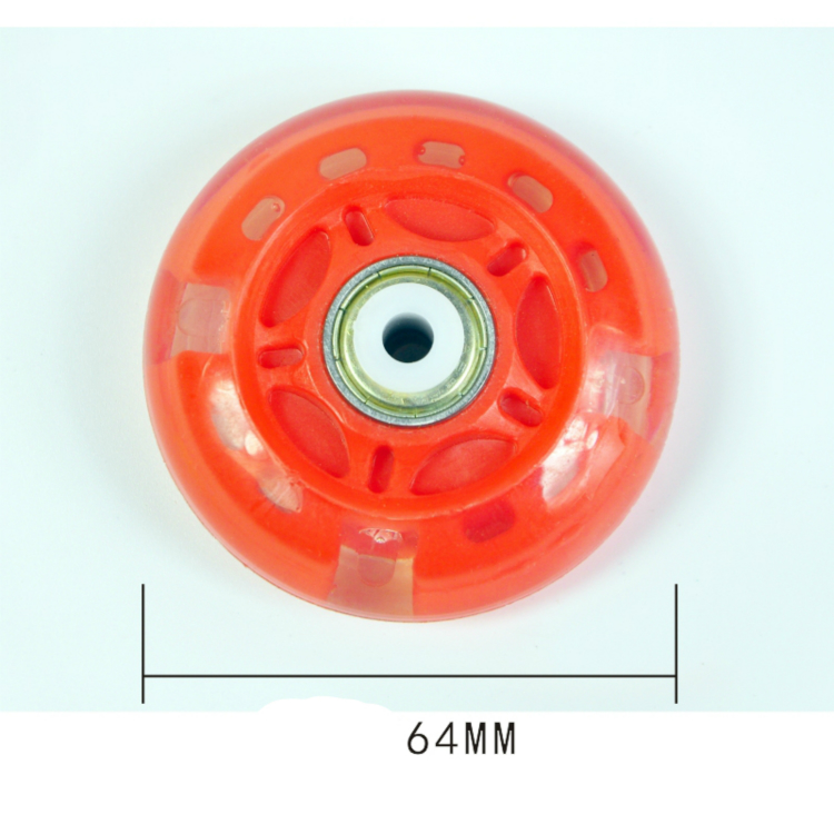 8 kpl 64mm 70mm vilkkuva rullaluistimet pyörä inline luistimet kengät pyörät pu led liukuva luistinpyörä + magneettisydän + laakeri: Punainen 64mm