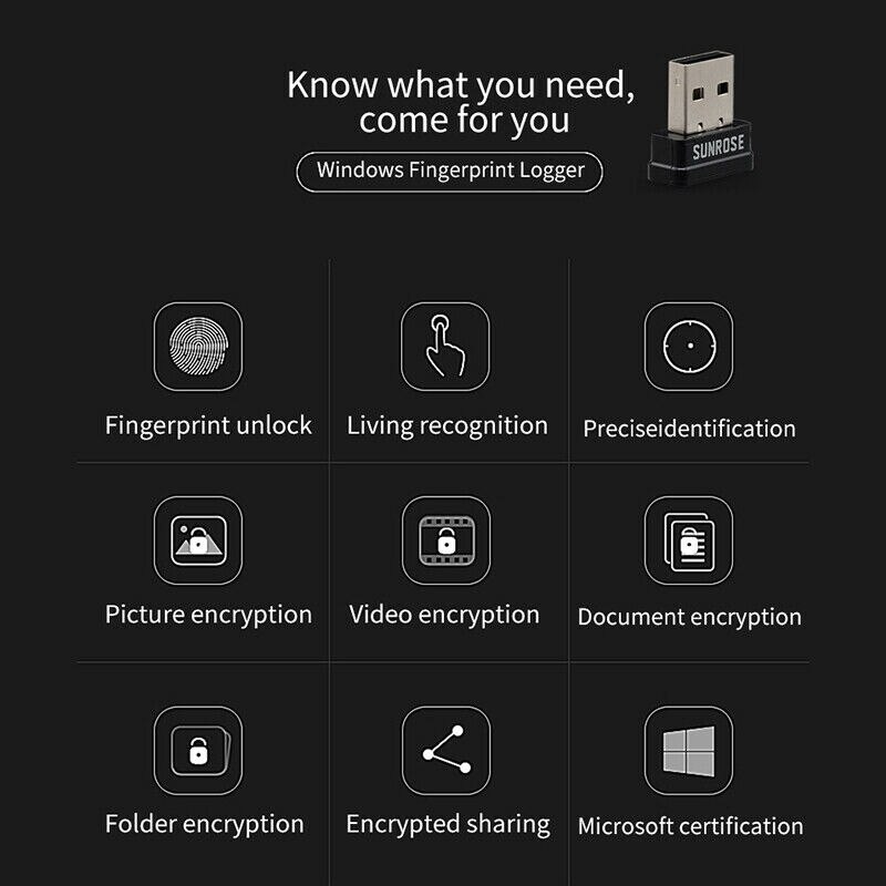 Sunrose Biometrische USB Fingerabdruck Leser Sicherheits Verschlüsselung Anmelden Schloss für Fenster 10