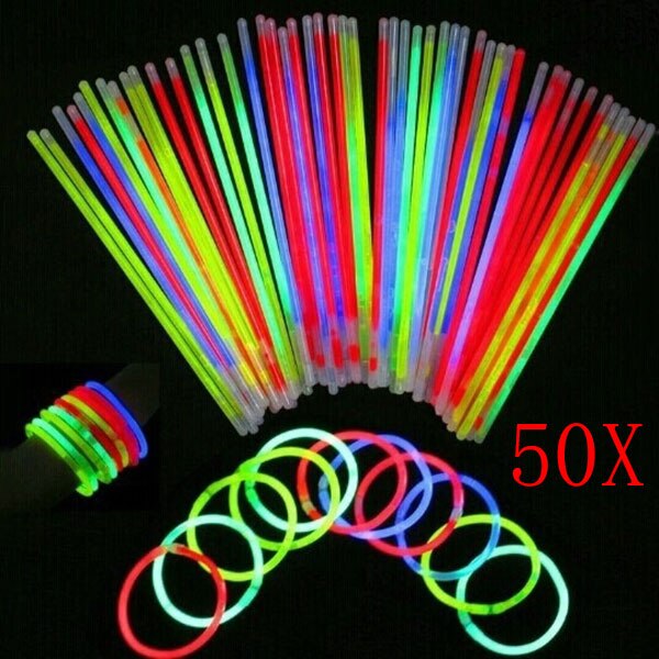 50 Stuks Glow Sticks Armbanden Kettingen Party Fluorescerende Neon Kleuren Xmas Party Wedding Decal Lbv