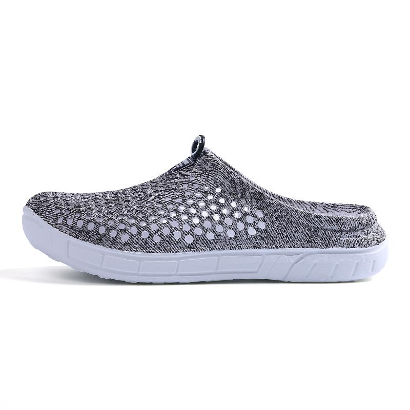 Sandalias clásicas originales para mujer, sandalias clásicas de verano, zapatos de playa al aire libre, chanclas para jardín, zapatillas gráficas con flores de agua: Gris / 6