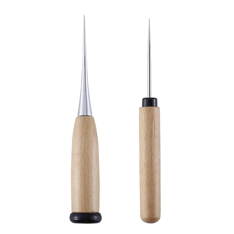 Nonvor Leather Awl Wooden Handle Sewing Awl Canvas Leather Tent Shoes Sewing Awl Leather Craft for Leather Hole Punch Stitching
