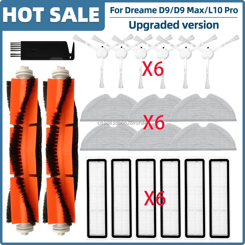 Ajuste para Dreame D9 / D9 Max / L10 Pro / Trouver LDS Finder piezas de vacío rodillo Cepillo Lateral filtro Hepa paño de mopa tanque de agua
