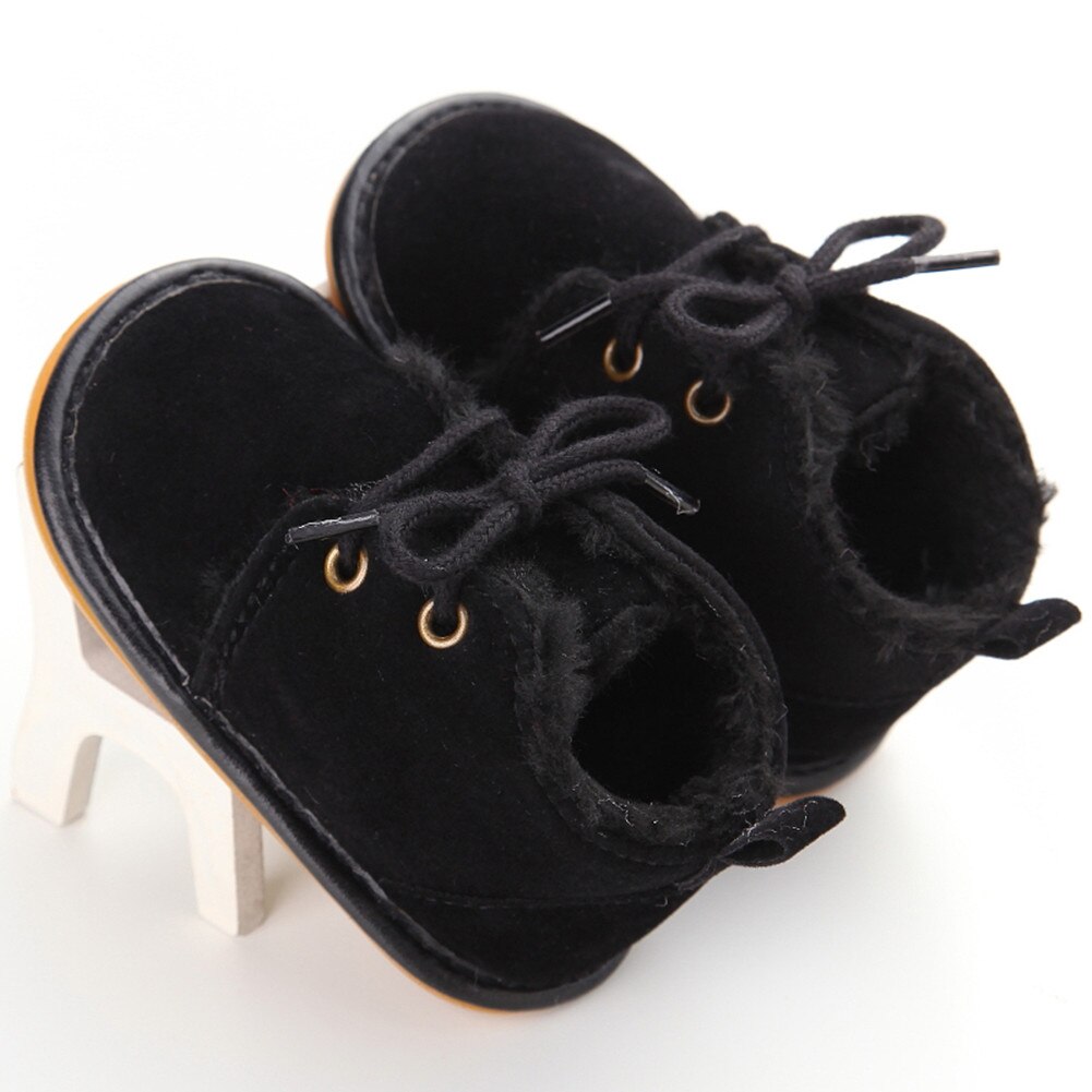 Mode Voorraad Pasgeboren Peuter Sneaker Laarzen Baby Boy Meisje Warme Bont Crib Schoenen 0-18 m: Black / 13-18 months