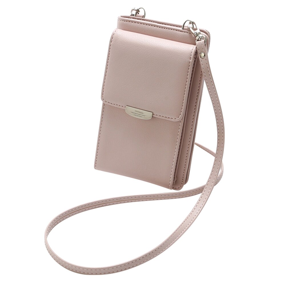 All In One Crossbody Phone Wallet Case Multi Function Scratches Shoulder Bag 18 x 11 x 3.5CM: Pink