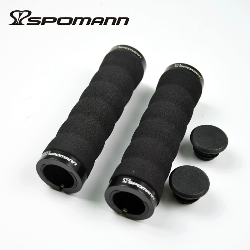 SPOMANN Soft Sponge Cycling Handlebar Grips MTB Road bicycle Alloy Integrated Lockable Grip Manopla Bike Bicicleta Parts 100g