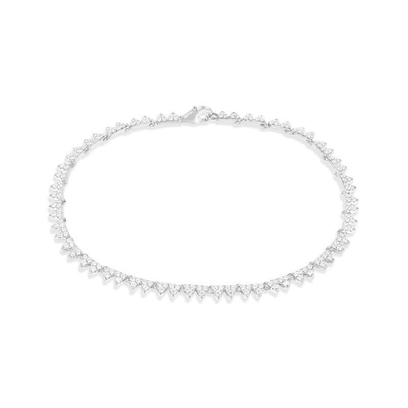 SLJELY marchio di lusso in argento Sterling 925 triangolo bianco ingranaggio cavigliera Micro Cubic Zirconia punte catena donne gioielli piede Fine