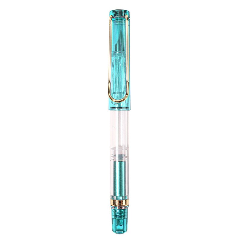 Pluma estilográfica de pistón transparente Wingsung, pluma con Clip de Metal de gran capacidad, material de papelería para Escritura, escuela y oficina, 1 unidad: Azul