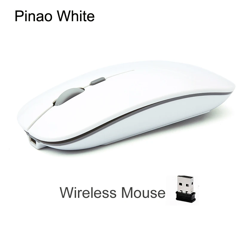 Oplaadbare Optische Draadloze Muis Slient Knop Ultra Dunne Mini Optische Ultradunne Usb 2.4G Muizen Voor Computer Laptop Computer: WHITE