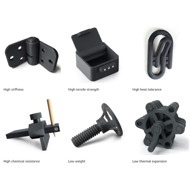 Filamento PETG de fibra de carbono de 1,75mm, filamento de impresora 3D PETG resistente al desgaste y al calor, filamento de fibra de carbono, carrete de 1kg/0,25kg