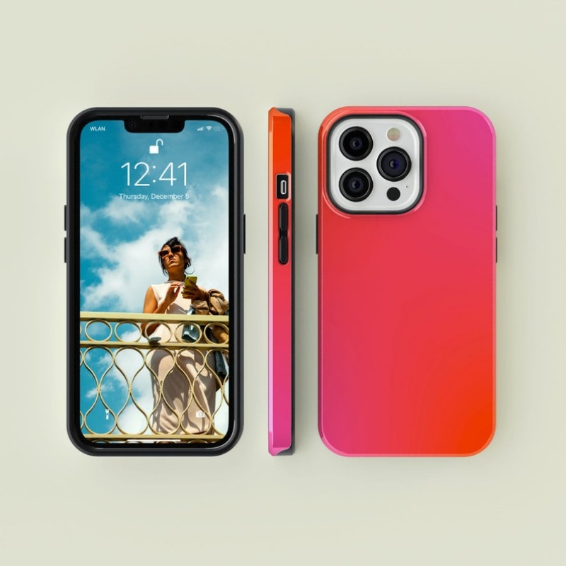 Funda con estampado degradado naranja y rosa para IPHONE 16ProMax 15 14 13 12 11 PRO Plus, fundas de teléfono magnéticas dos en uno de TPU acrílico
