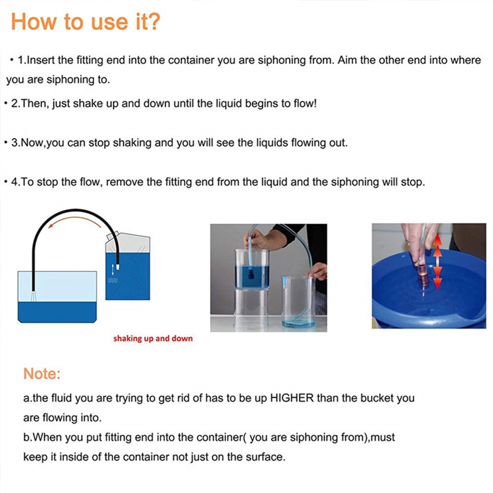 6ft Pump Syphon Hose Gas Safety Water Fuel Gasoline Self Priming Car Practical Accessories PVC