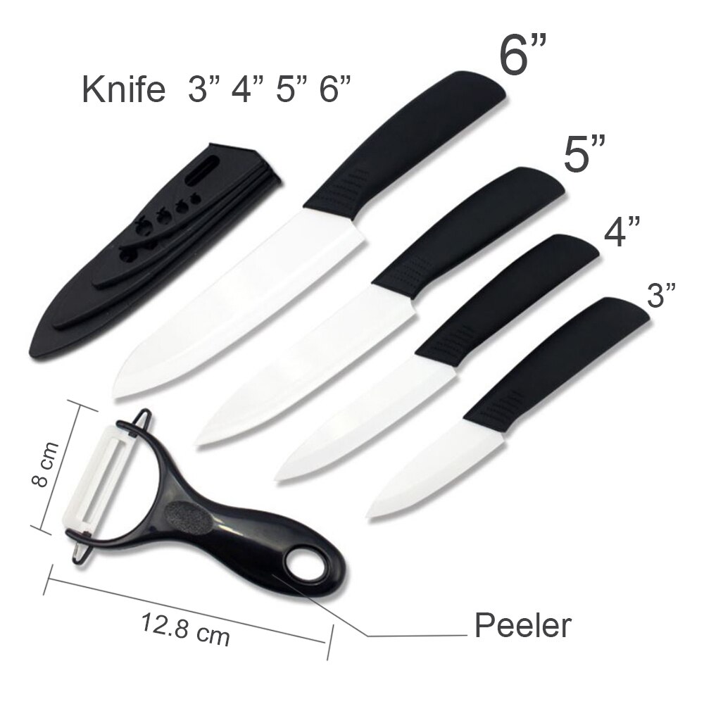 Ceramic Knife Set 3 4 5 6 inch Kitchen Knife Set Fruit Vegetable Utility Slicing Zirconium White Blade Chef Knives