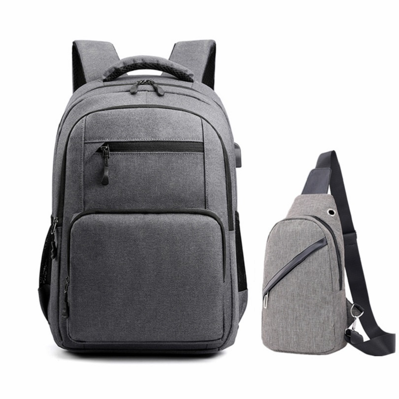 Fengdong school bags for teenage boys sling chest bag college student school backpack laptop bag shoulder bags for men bookbag: grey