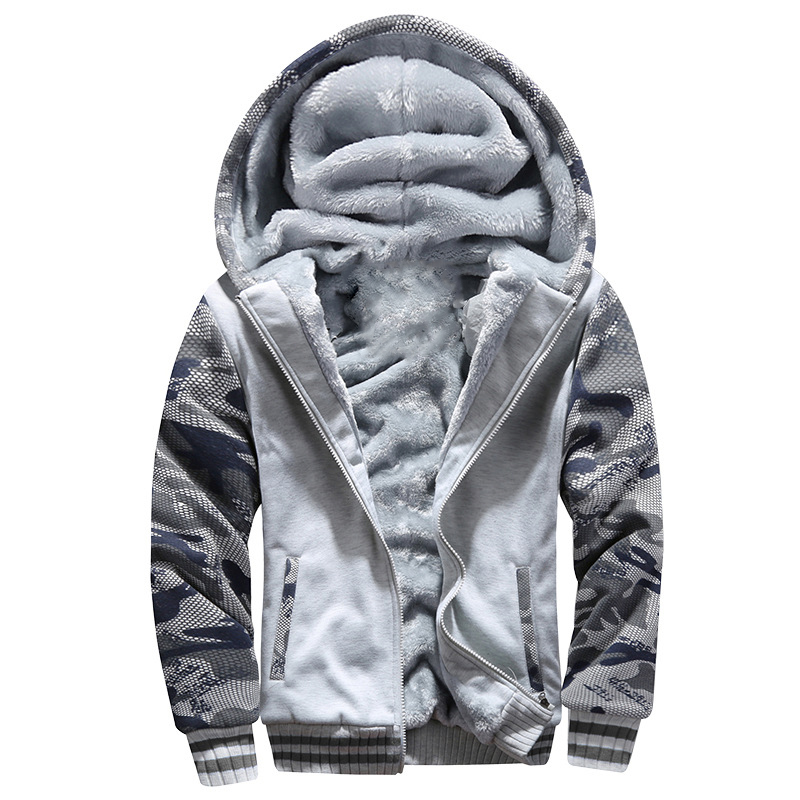 Manteau doublé Sherpa pour hommes, sweat à capuche zippé à manches longues, sweat-shirt épais, vestes en peluche Smile, vêtements d'extérieur chauds, tenues en Y, hiver: XXL / Kaki