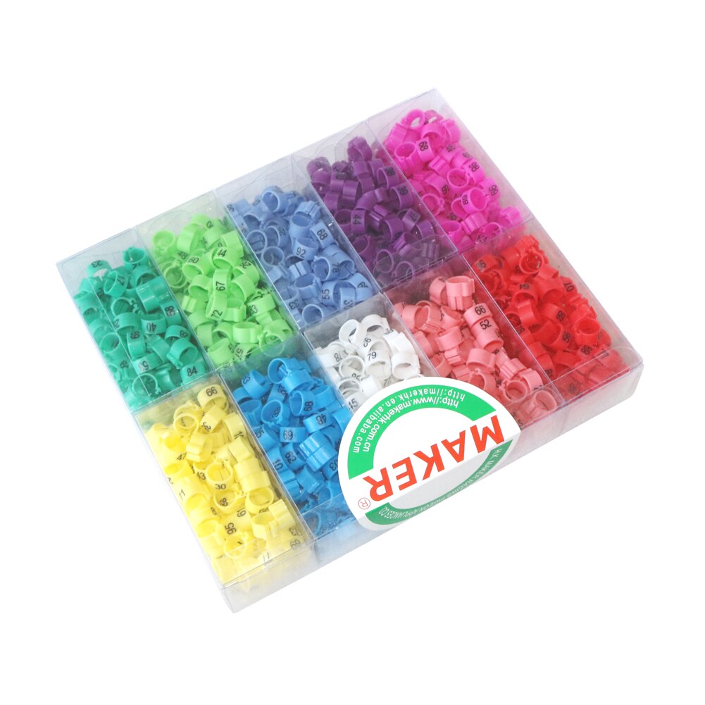 Bird Foot Ring Digital Identification Ring 9mm Pigeon Foot Ring Bird Training Tools 10 Colors NO.(random) 1000 Pcs/box