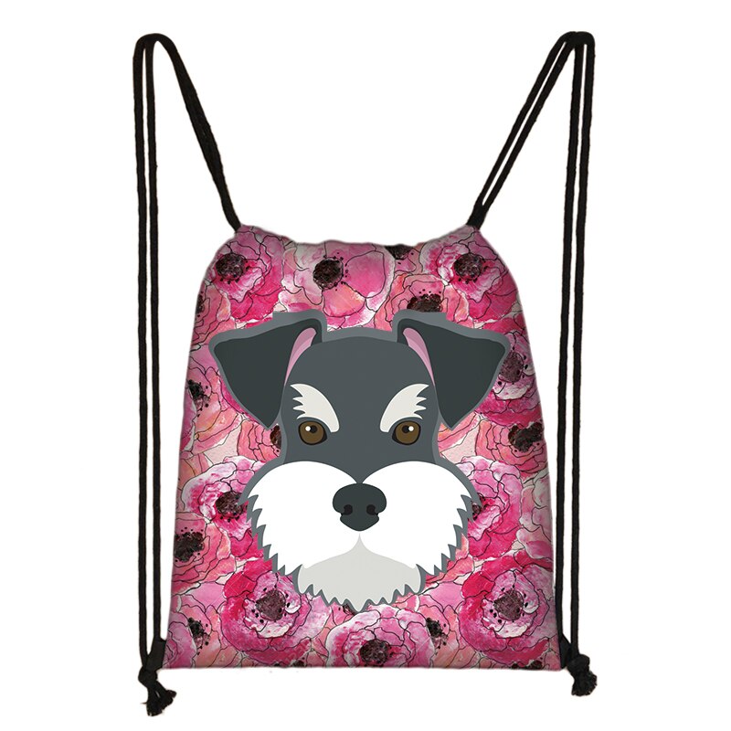 Sac à dos à cordon pour femmes, sac à dos de voyage pour adolescentes, chien du Yorkshire Terrier/bouledogue français/teckel