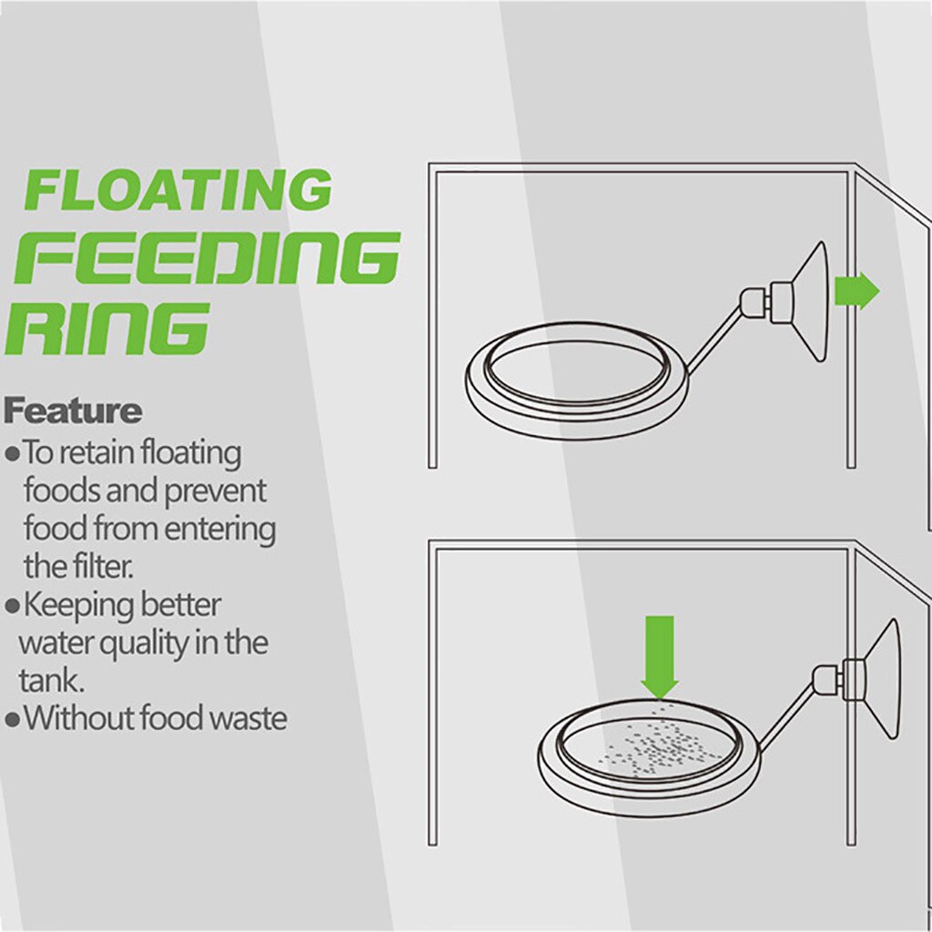 Aquarium Feeding Ring Fish Tank Station Floating Food Tray Feeder Square Circle Accessory Water Plant Buoyancy Suction Cup