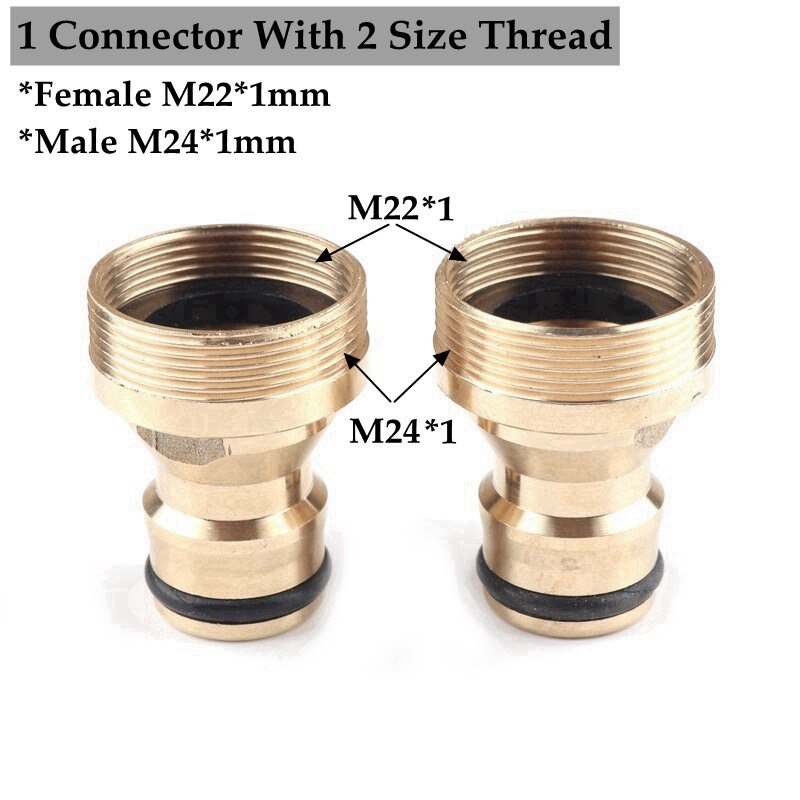 2 stk  m22 m24 tråder kjøkkenkran hurtigkobling baderomskraner adapter hage vannkoblinger servant messing skjøter