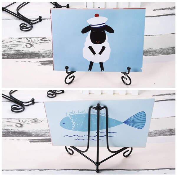 3 Pack 12 Inch Large Iron Display Stand, Black Iron Easel Plate Photo Holder Stand for Displaying Picture Frames, Books, Decorat