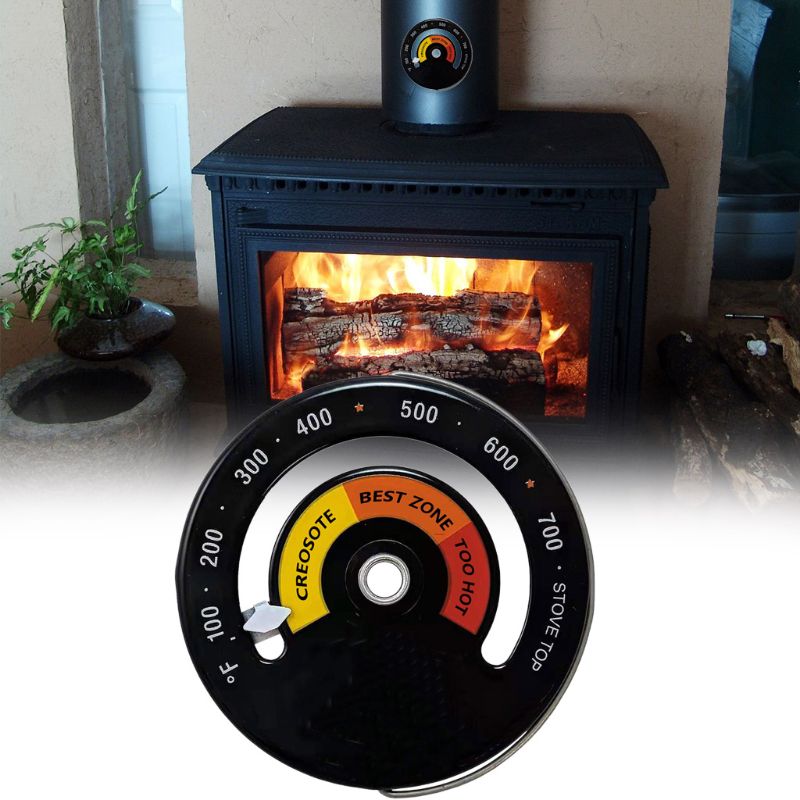 Magnetic Wood Stove Thermometer Heat Powered Temperature Gauge for Log Burning Log Burning Stove Burner