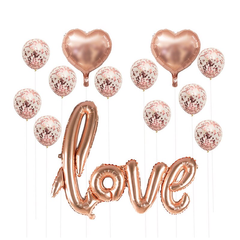Rose Gold Wedding Birthday Party Balloons Happy Birthday Letter Foil Balloon Baby Shower Anniversary Event Party Decor Supplies