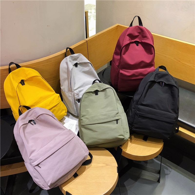 HOCODO Solid Canvas Backpack For Teenagers Women Casual Large Capacity School Bag Simple College Wind Travel Backpack Mochila