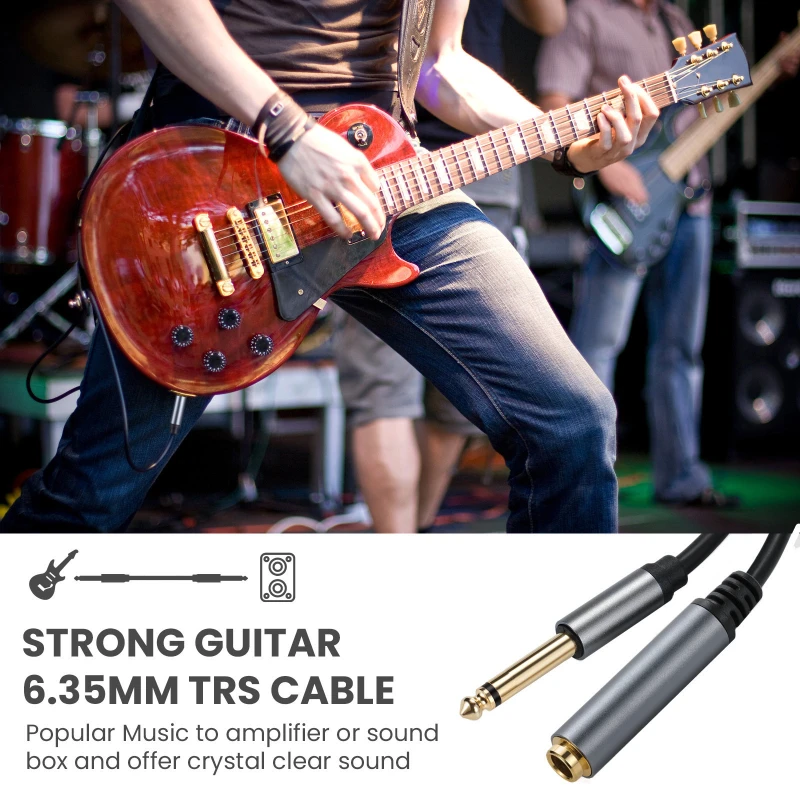 1/4 TS Mono estéreo 6,35mm Cable de extensión macho a hembra TS 6,35 macho hembra alargar Cable de línea de extensión 6,35 MF línea adaptadora