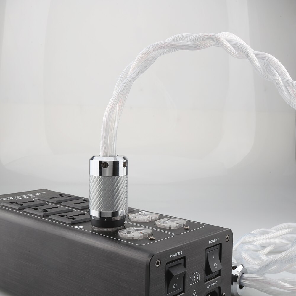 Hifi hopea virtajohto 5n cc yksikide us/eu ac audiophile audiovahvistin dac suodatin hiilikuitu rodium pinnoitus pistoke: Au -pistoke / 2m
