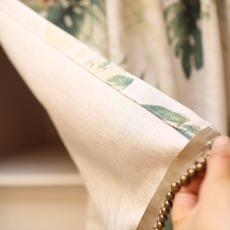 DUNXDECO Short Curtains For Kitchen Door Half Cortinas Fresh Garden Green Plants Palm Leaf Rideau Romantic Window Blind Fabric