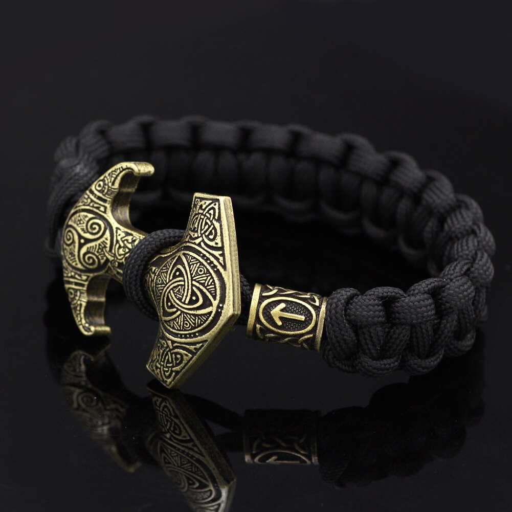 Männer Viking Talisman Thor Hammer Amulett Hammer Odin Raven Symbol Knoten Armband