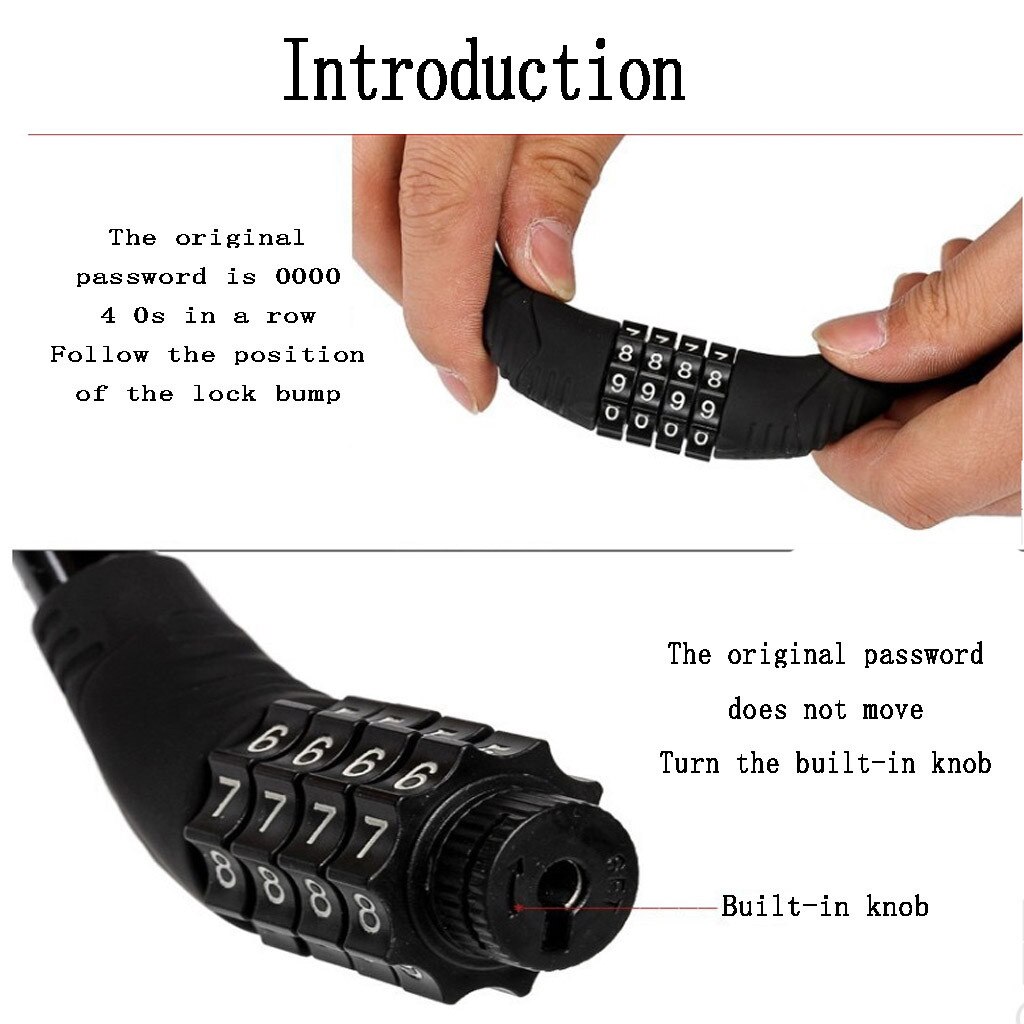 Bicycle Lock Gold Chain Bicycle Small Chain Lock Four-digit Code Lock Anti-theft Safe And Convenient To Carry