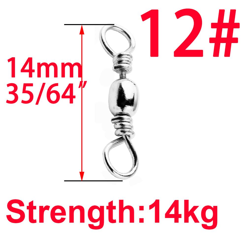 Barril giratorio de rodamiento de bolas de pesca de acero inoxidable, anzuelos de Pesca de Mar, Conector de línea de señuelo, productos para pesca, 50 piezas/1 caja: 14mm  50pcs