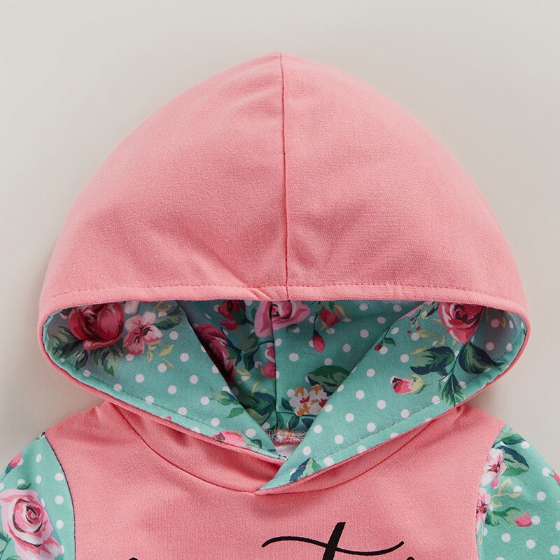 Sudadera con capucha de manga larga para niños y niñas, ropa de otoño para infantes de 0 a 3 años, con retales florales