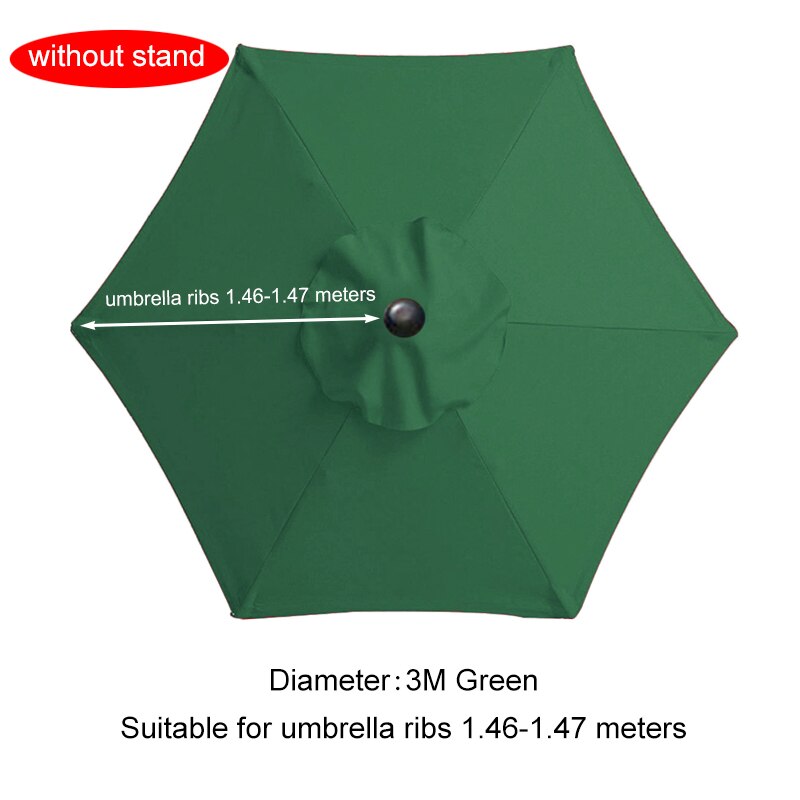 2/2.7/3M Parasol Vervangbare Doek Zonder Stand Outdoor Tuin Patio Banaan Paraplu Cover Waterdicht Zonnescherm Luifel: 3m Green for 6 Ribs