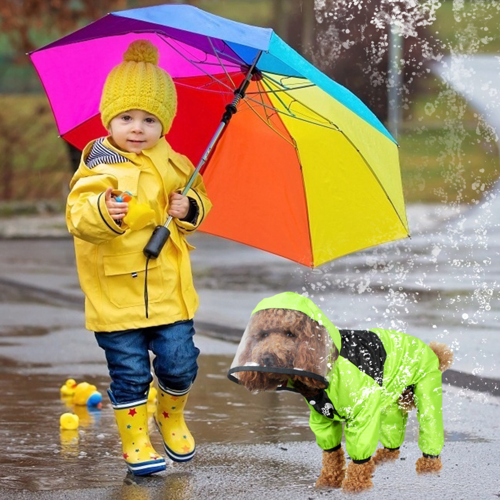 Hond Regenjas De Hond Gezicht Huisdier Kleding Jumpsuit Waterdichte Hond Jas Honden Waterbestendig Kleding Voor Honden Pet Jas