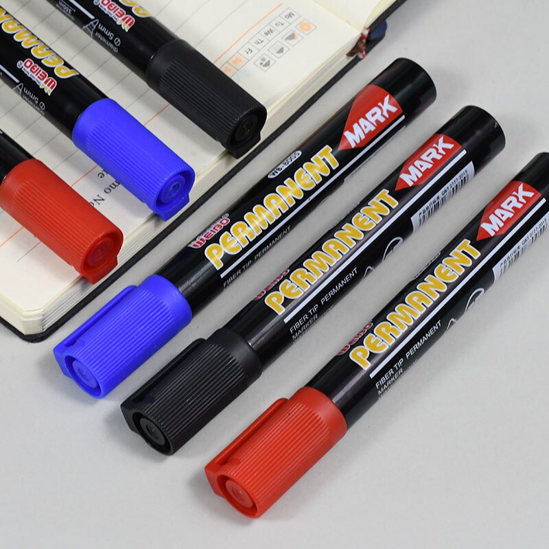 12 pcs/set permanent marker pen Large Capacity Blue Plastic Oily Waterproof Permanent Marker Pen Office School Supplies Markers